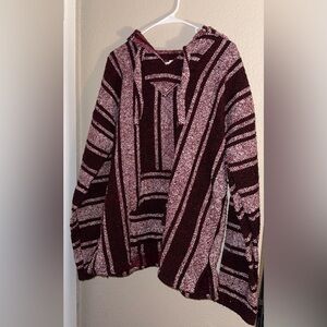 Burgundy and White Baja Hoodie